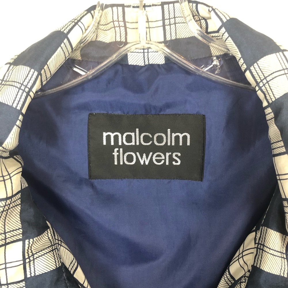 MALCOLM FLOWERS VTG SILK Zip-up Windbreaker Plaid - Picture 4 of 8